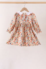 Coral floral smocked dress