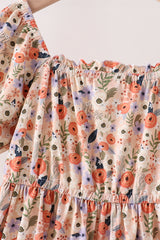 Coral floral tiered mom dress