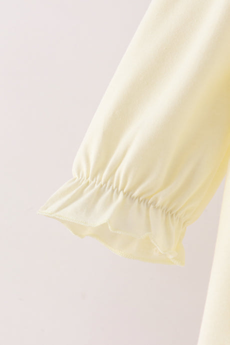 Cream smocked bow pants set