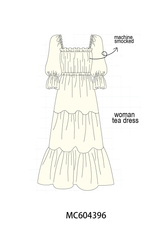 Cream smocked mom tiered dress