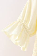 Cream smocked mom tiered dress