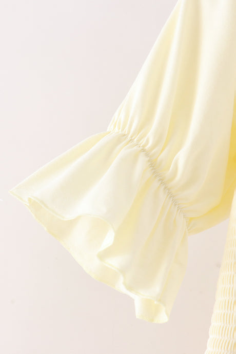 Cream smocked mom tiered dress