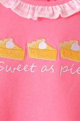 Pink sweet as pie embroidery ruffle pants set