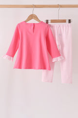 Pink sweet as pie embroidery ruffle pants set