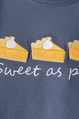 Navy sweet as pie embroidery pants Set