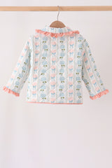 Blue hydrangea ruffle jacket