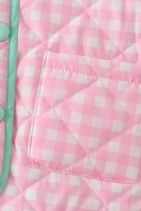Pink hydrangea gingham ruffle jacket