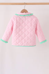 Pink hydrangea gingham ruffle jacket