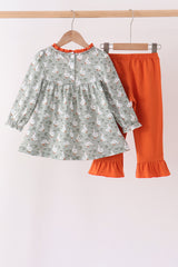 Grey goose applique ruffle pants set