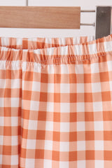 Navy goose applique gingham pants set