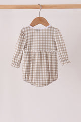 Teal cotton embroidery gingham ruffle bubble