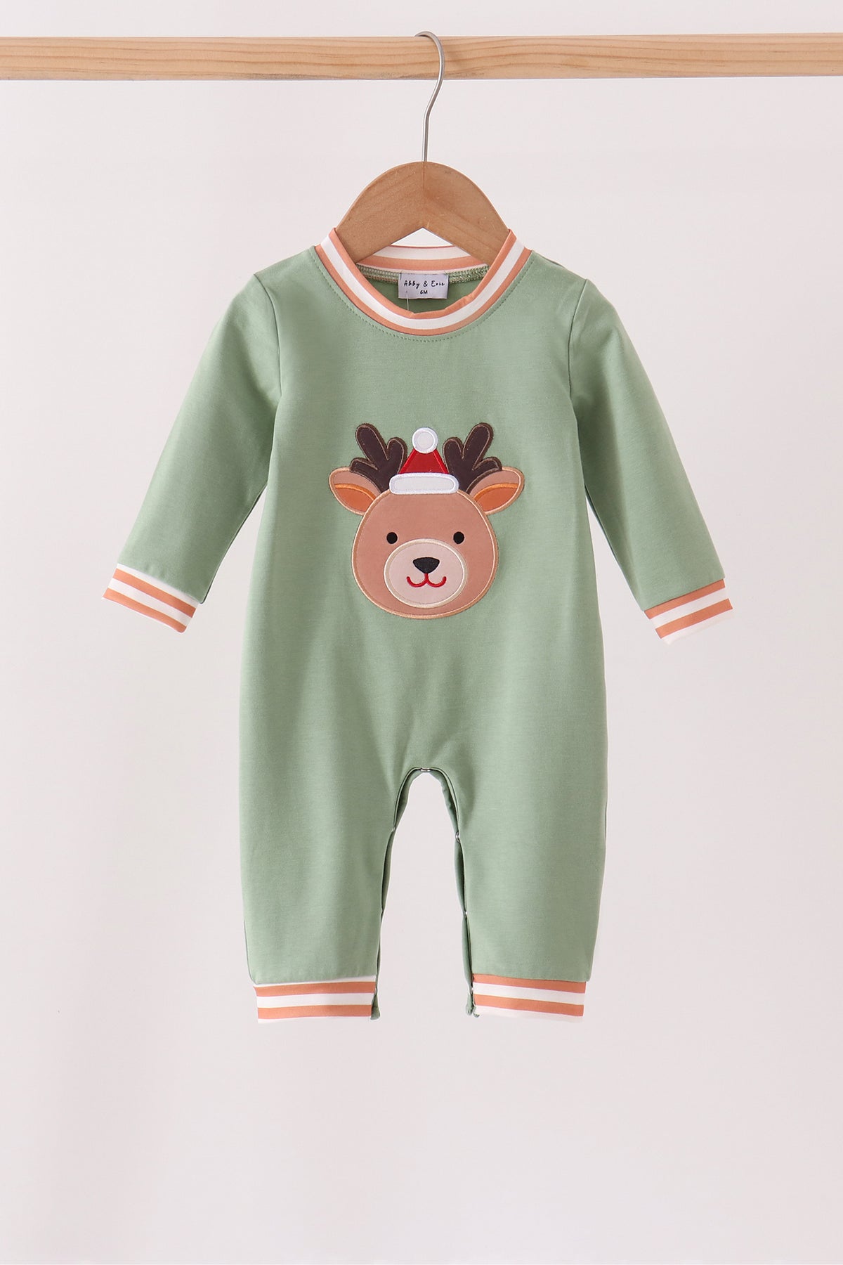 Sage Reindeer Applique Romper