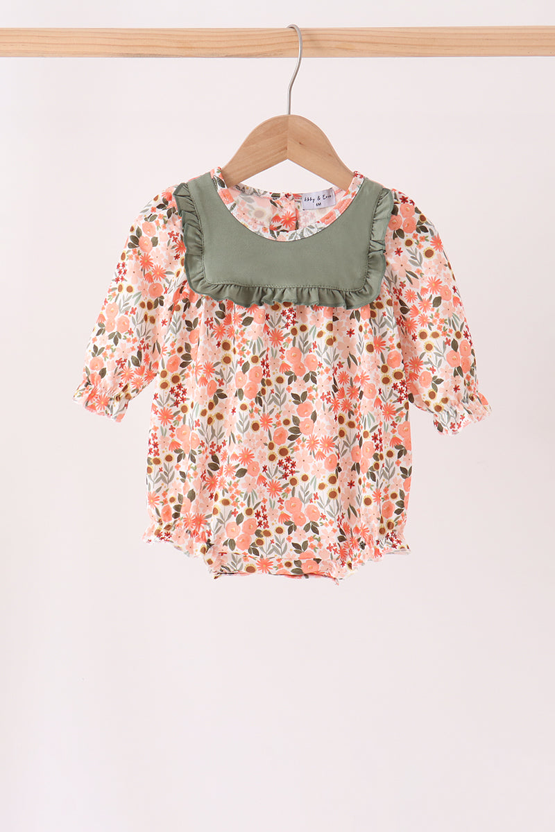 Green floral ruffle bubble