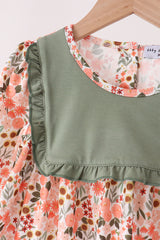 Green Floral Ruffle Pants Set