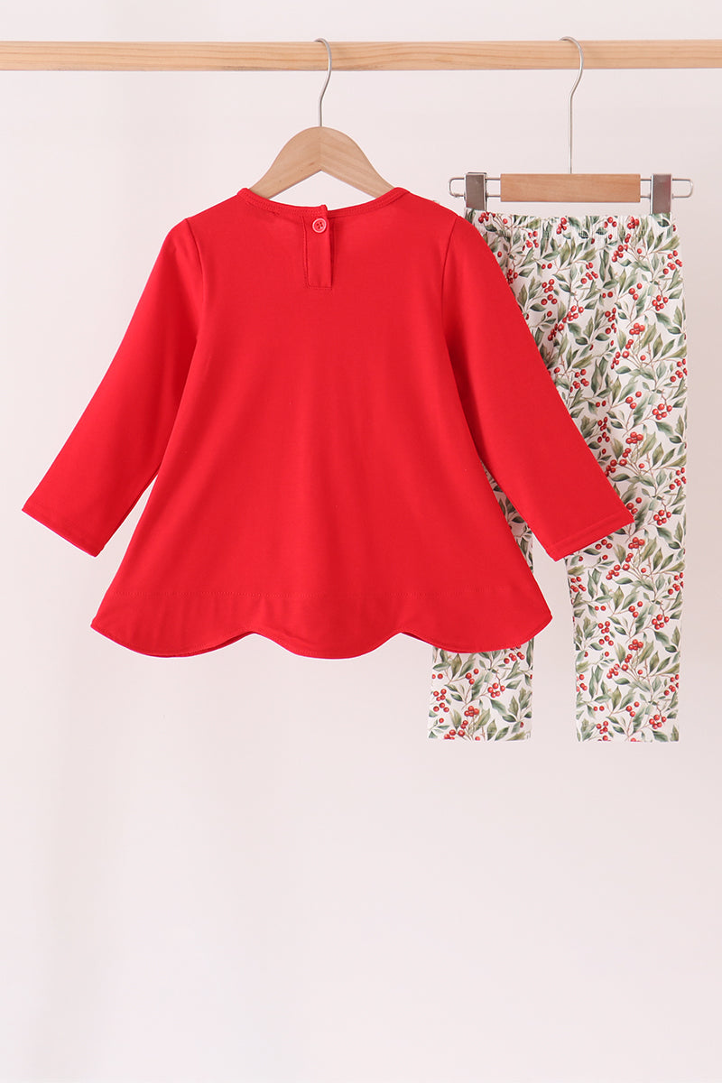 Red Bow Ruffle Pants Set