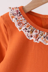 Orange floral ruffle pants set