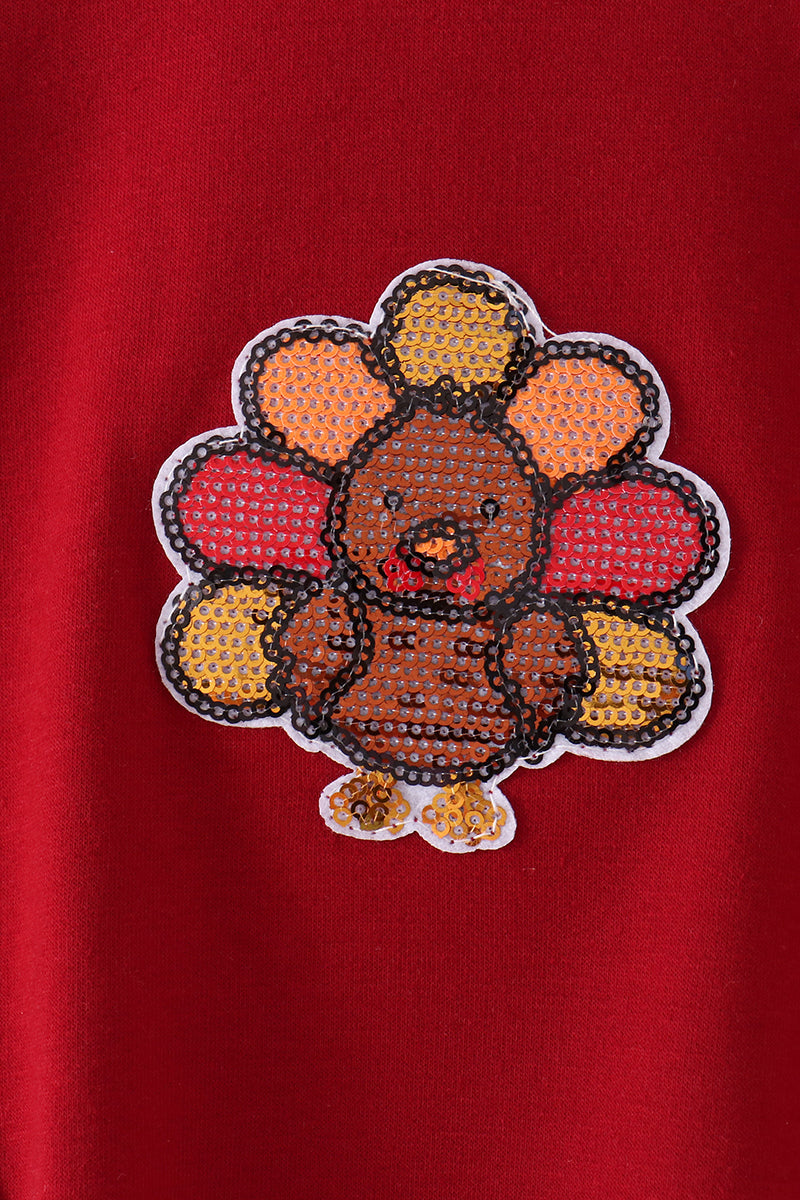 Rust turkey sequin mom&me top
