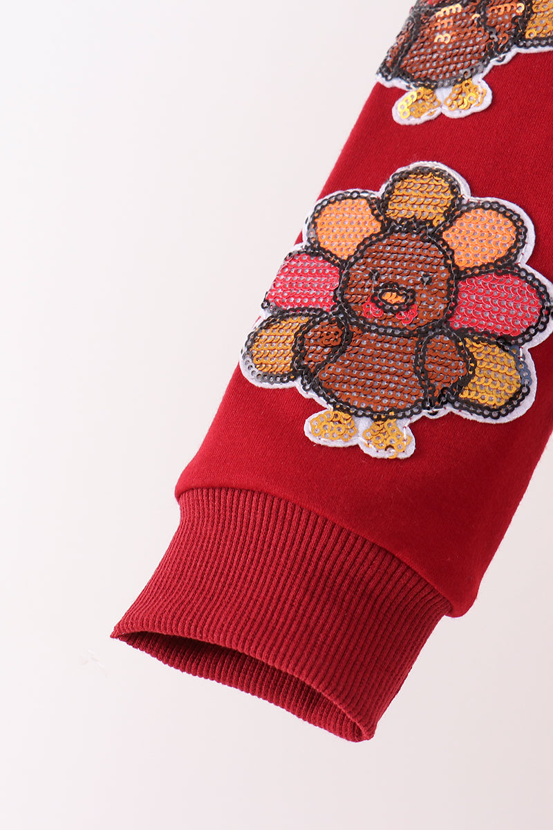Rust turkey sequin mom&me top