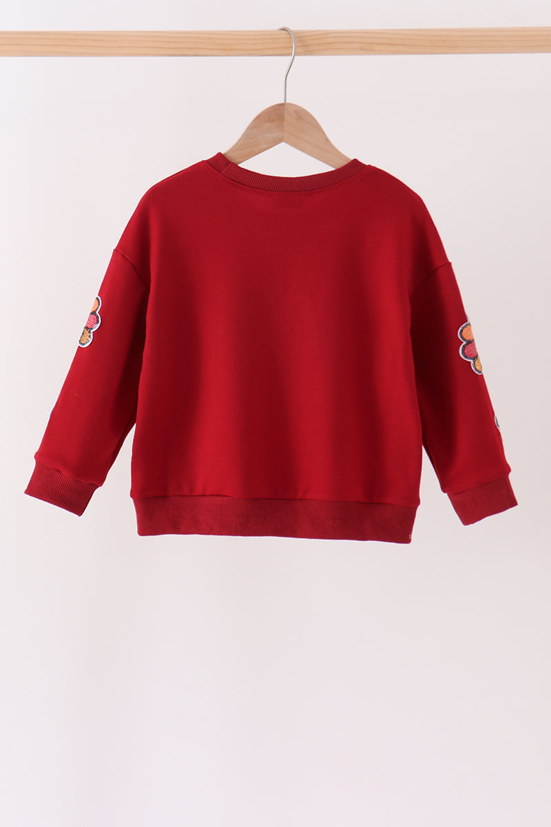 Rust turkey sequin mom&me top
