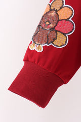 Rust turkey sequin mom&me top