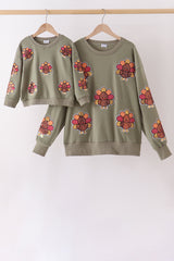 Green turkey sequin mom&me top