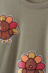 Green turkey sequin mom&me top