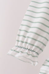Red gingerbread house applique stripe ruffle pants set