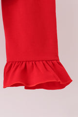 Red gingerbread house applique stripe ruffle pants set