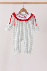 Sage santa applique stripe romper