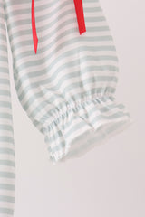 Sage santa applique stripe romper