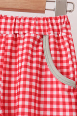 Sage santa applique gingham pants set
