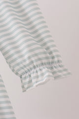 Sage santa applique gingham ruffle stripe dress