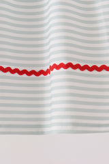 Sage santa applique gingham ruffle stripe dress