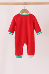 Red Christmas Tree Embroidery Romper