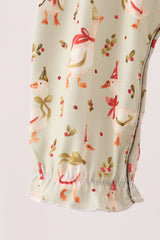Goose embroidery ruffle bow romper