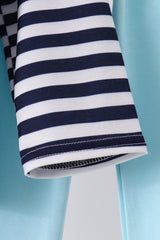 Blue train embroidery stripe pants set