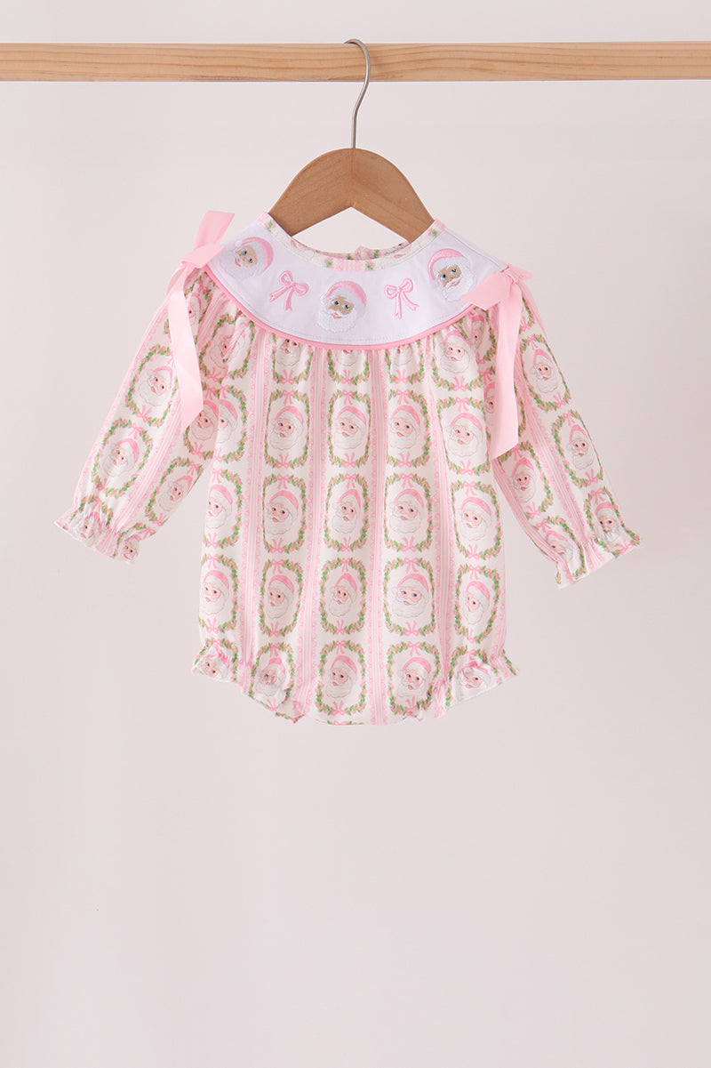 Pink santa bow embroidery bubble