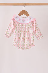 Pink santa bow embroidery bubble