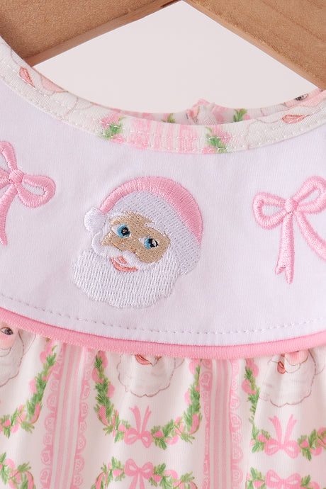 Pink santa bow embroidery bubble