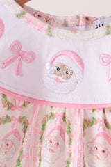 Pink santa bow embroidery bloomer set