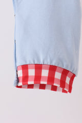 Blue Santa Claus Embroidery Romper