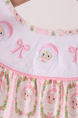 Pink Santa Bow Embroidery Dress