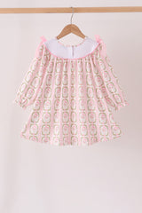 Pink Santa Bow Embroidery Dress