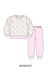 Pink Santa Bow print pants set