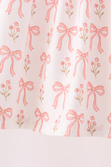 Pink bow embroidery ruffle pants set
