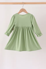 Sage deer embroidery dress