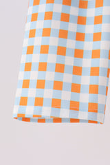 Blue Turkey Applique Gingham Pants Set