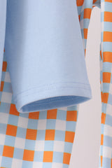 Blue Turkey Applique Gingham Pants Set