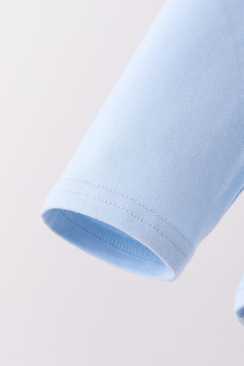 Blue Turkey Applique Gingham Pants Set