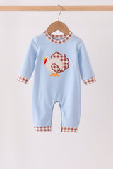 Blue turkey applique romper